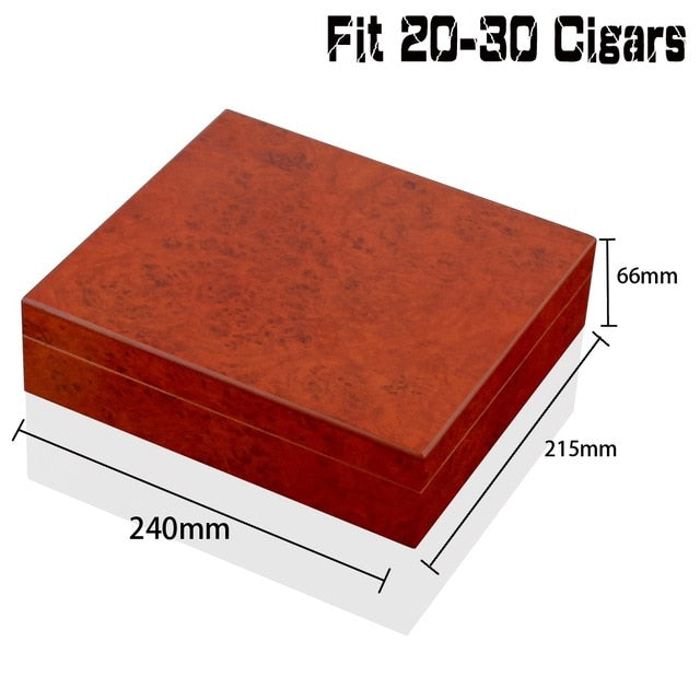 Cedar Wood Travel Cigar Humidor Box With Humidifier Hygrometer Humidor Cigar Box Case Glass Humidors Fit 20-30 COHIBA Cigars