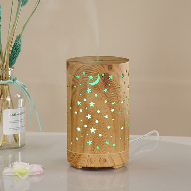 Electric Humidifier Essential Aroma Oil Diffuser Ultrasonic Air Humidifier Aromatherapy Humidor for Home with LED Night Lamp
