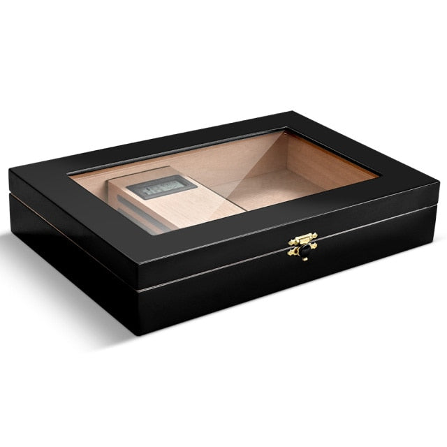 Spainish Cedar Wood Cigar Humidor With Hygrometer Humidifier High Transparent Skylight Cigar Humidor Portable Travel Cigar Case
