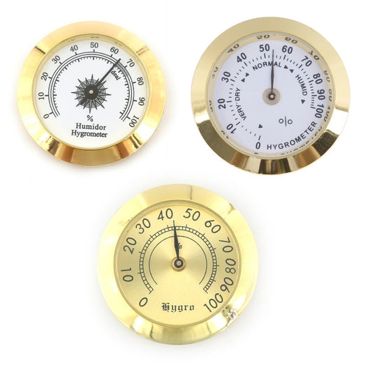 1pc Round Glass Analog Hygrometer For Humidors Gold For Guitar Violin Cigar Tobacco Box 50mm/37mm Hot Selling