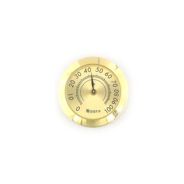 Gold Frame Mini Analog Hygrometer for Cigar Humidor Replacement Round  Hygrometer
