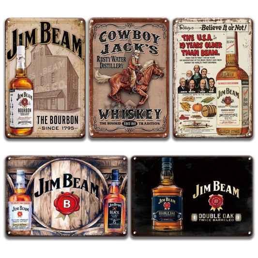 Vintage BOURBON WHISKEY Metal Wall Art Tin Sign Retro Poster Metal Signs Plaque Vintage Pub Bar Man Cave Home Decor