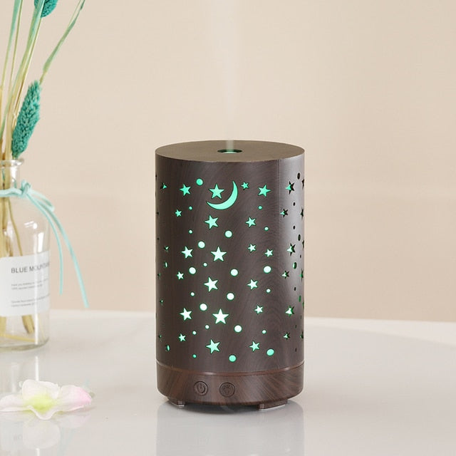 Electric Humidifier Essential Aroma Oil Diffuser Ultrasonic Air Humidifier Aromatherapy Humidor for Home with LED Night Lamp