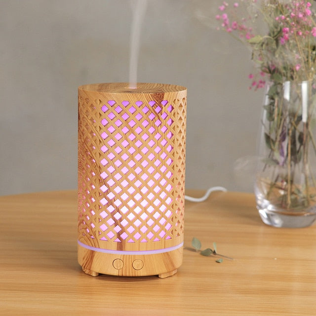 Electric Humidifier Essential Aroma Oil Diffuser Ultrasonic Air Humidifier Aromatherapy Humidor for Home with LED Night Lamp