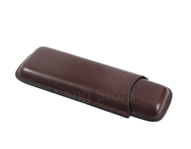 Cohiba Leather Cigar Case Holster Mini Travel Black Browm Humidor Holder Load 2 Pcs Cigars Tube Cigar Accessory