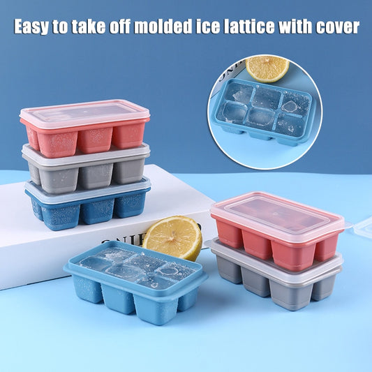6 Cavity Mini Ice Cubes Mould Tray Reusable Plastic With Lid Home Kitchen Ice Maker for Whiskey Cocktail Bourbon BENL889